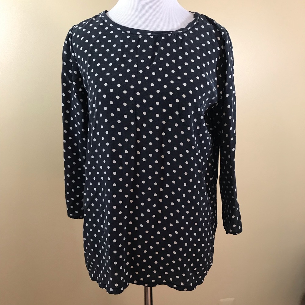 Joie Black And White Polka Dot Silk Blouse Small
